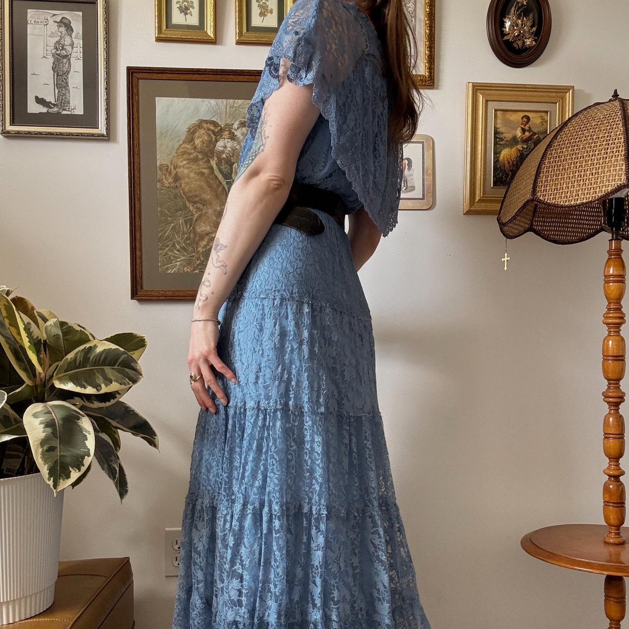 Blue lace maxi dress (L)