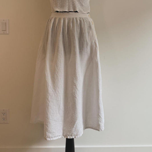 White linen midi skirt (XS)