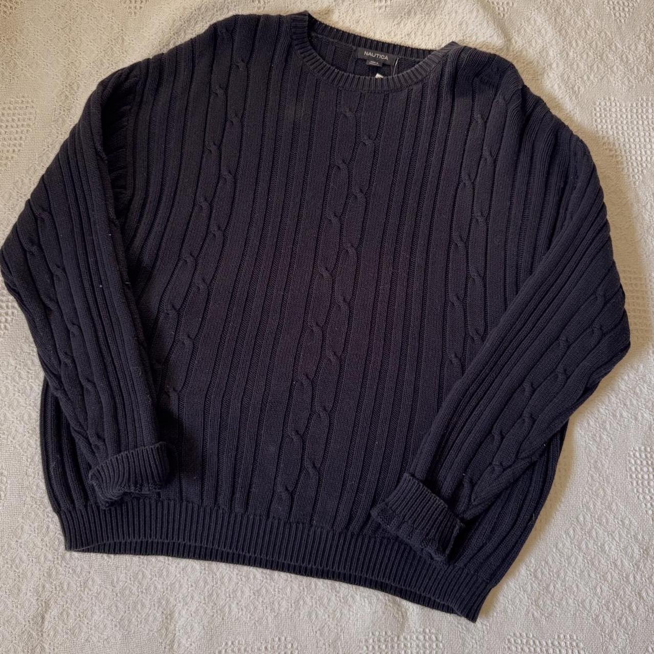 Navy cable knit oversized sweater (L)