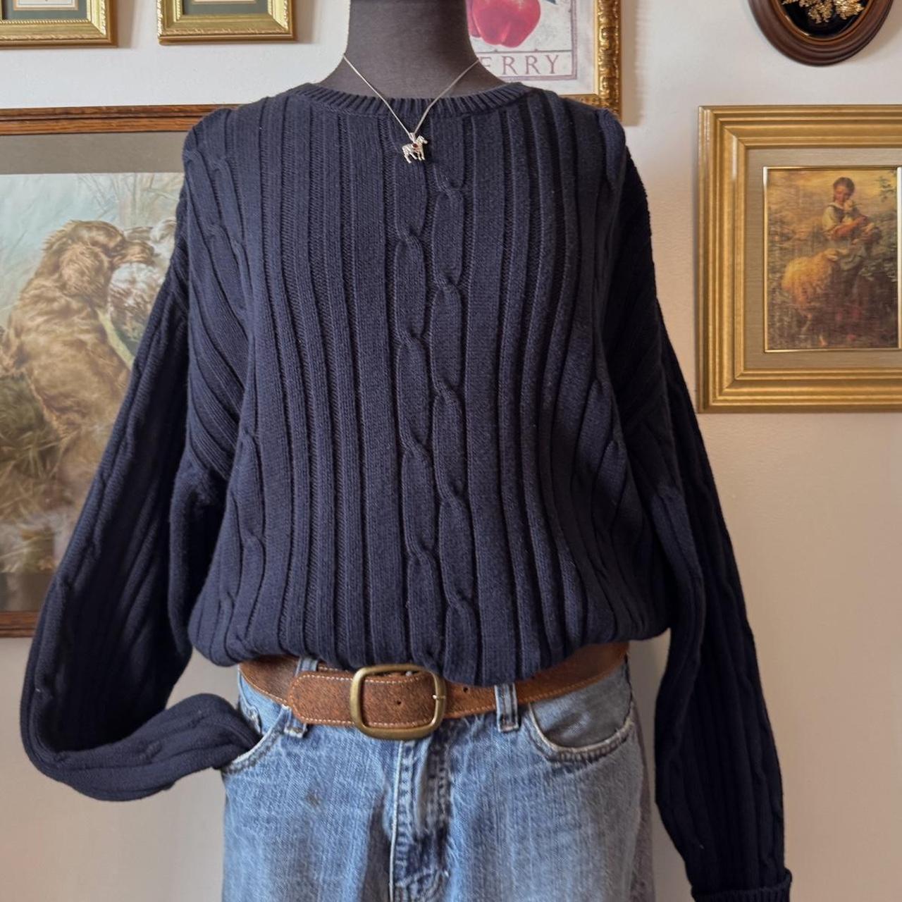 Navy cable knit oversized sweater (L)