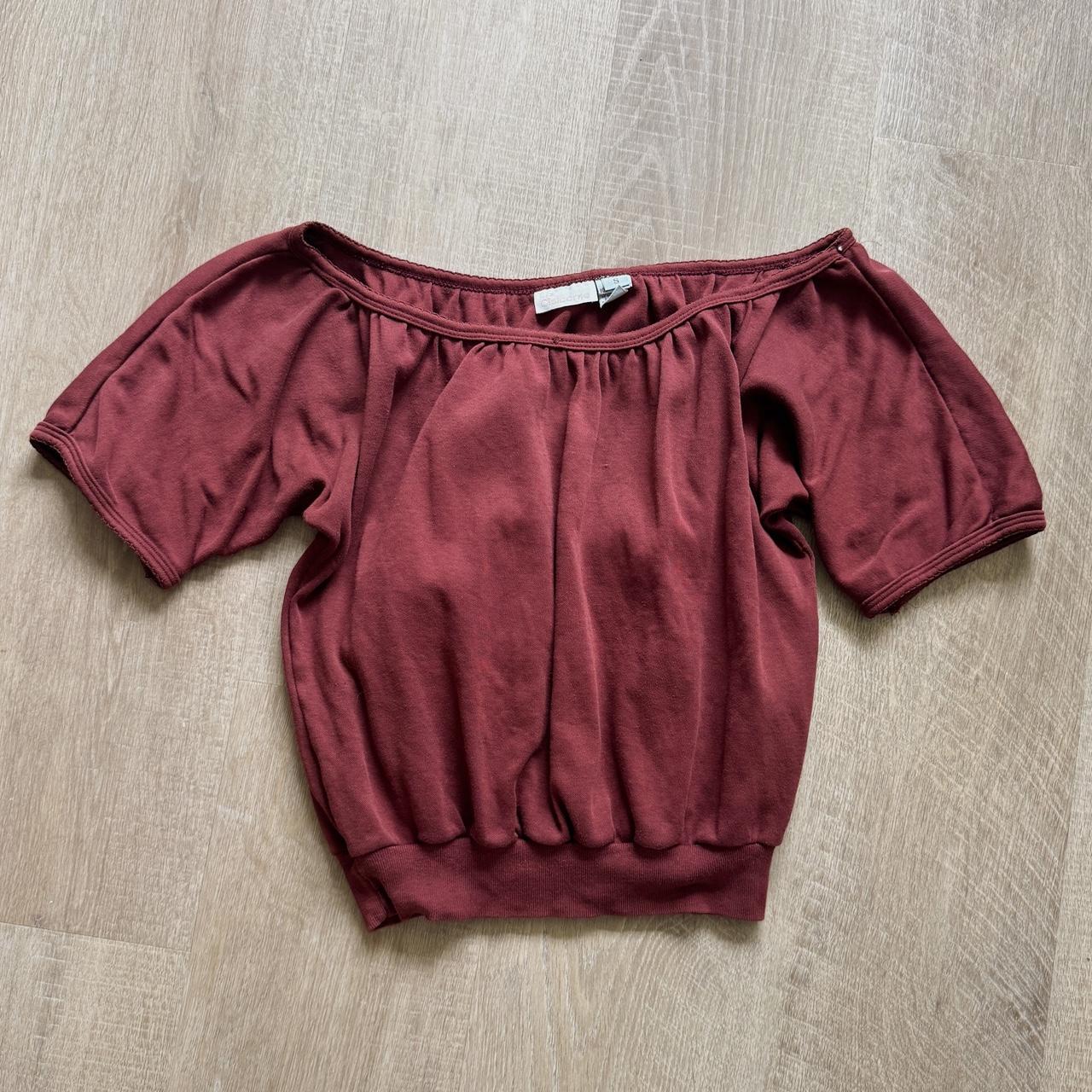 Burgundy cotton off the shoulder top (S)