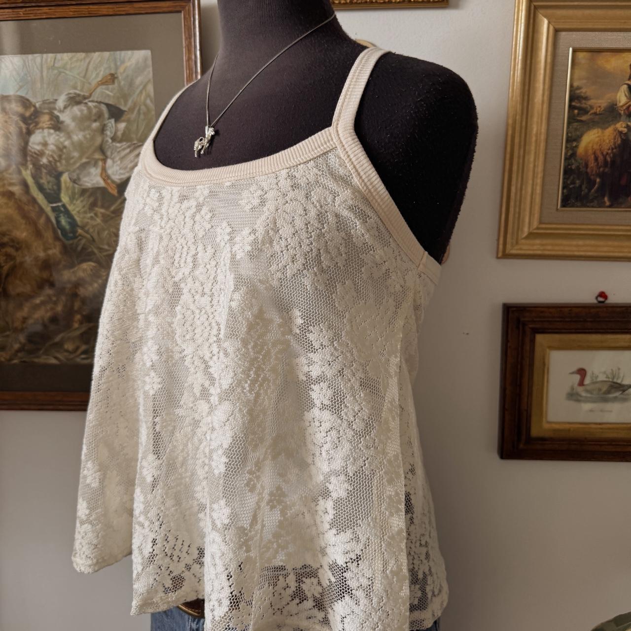Cream lace babydoll cami top (M)