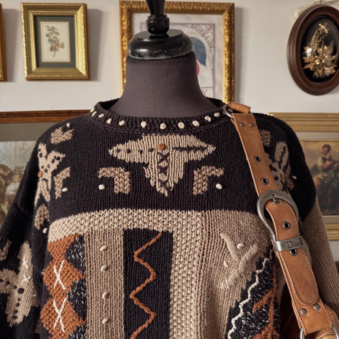 90s vintage neutral abstract sweater (S)