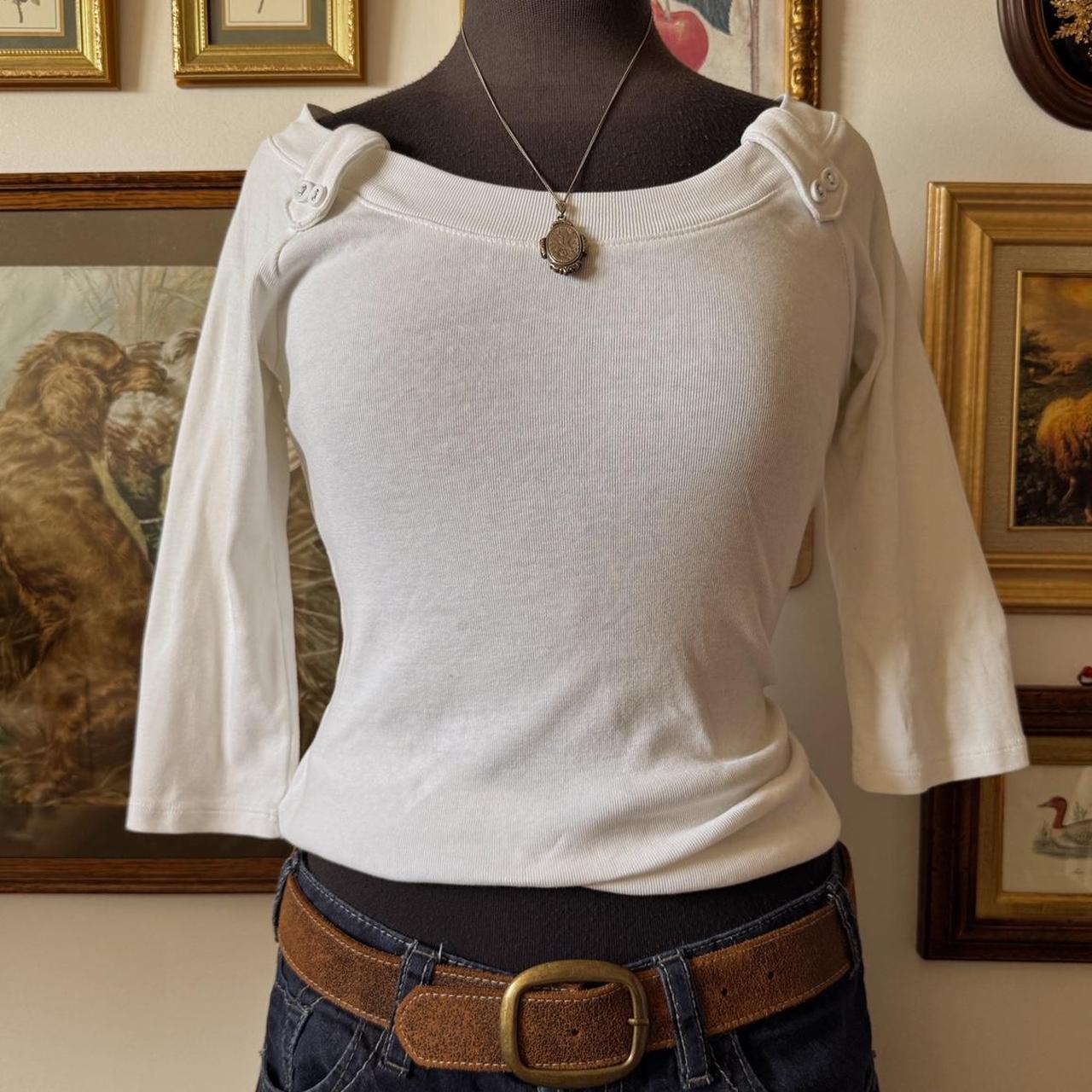 White scoop neck y2k tee (S)