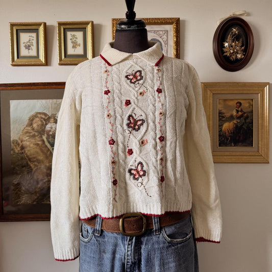 Cream butterfly sweater (S)