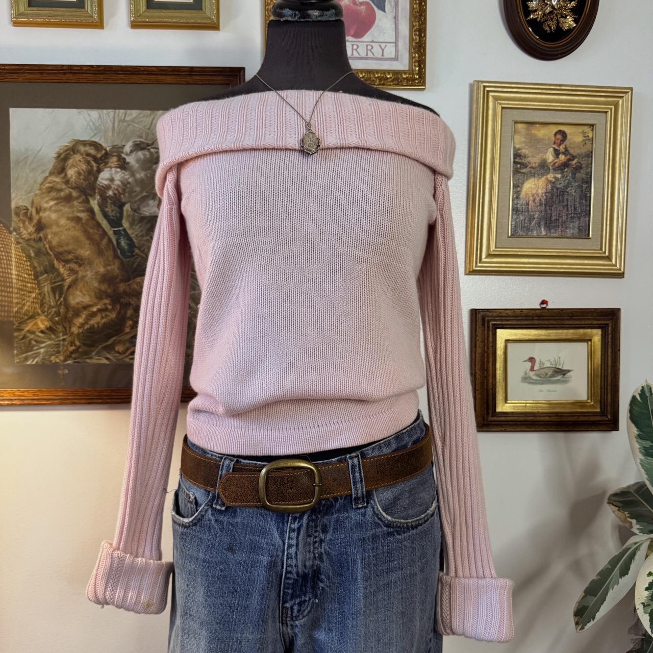 Pink cashmere off the shoulder sweater (M)