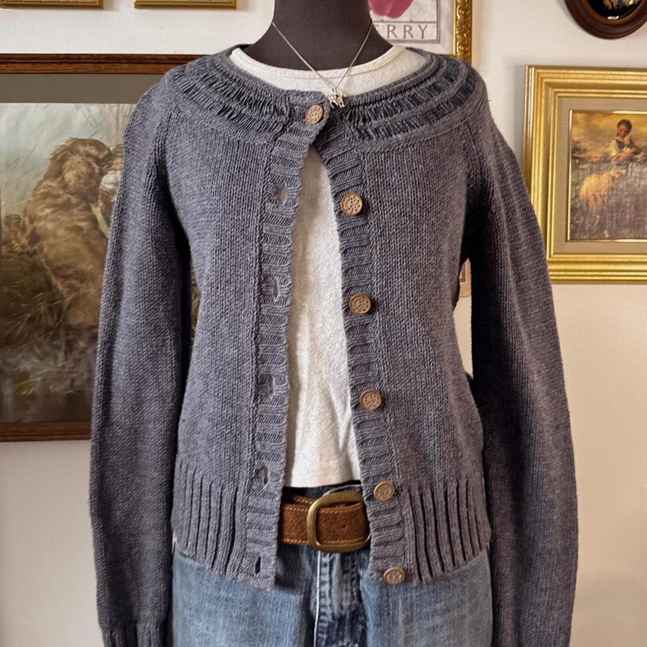 Soft navy knit cottage cardigan (M)