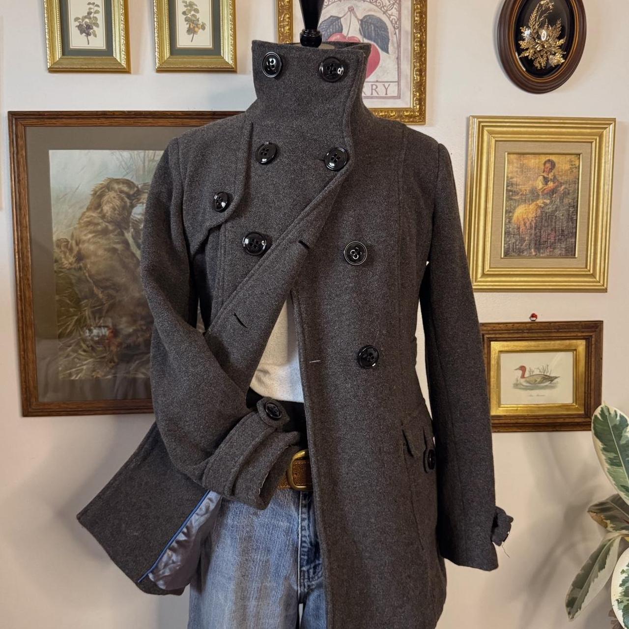 Charcoal grey funnel neck coat (S)