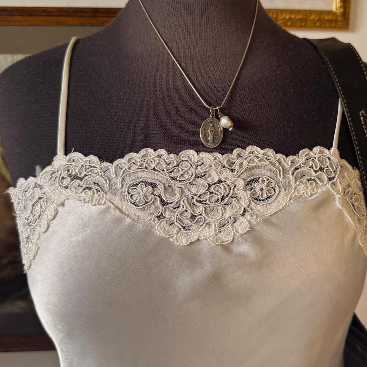 Cream lace satin cami tank (M)