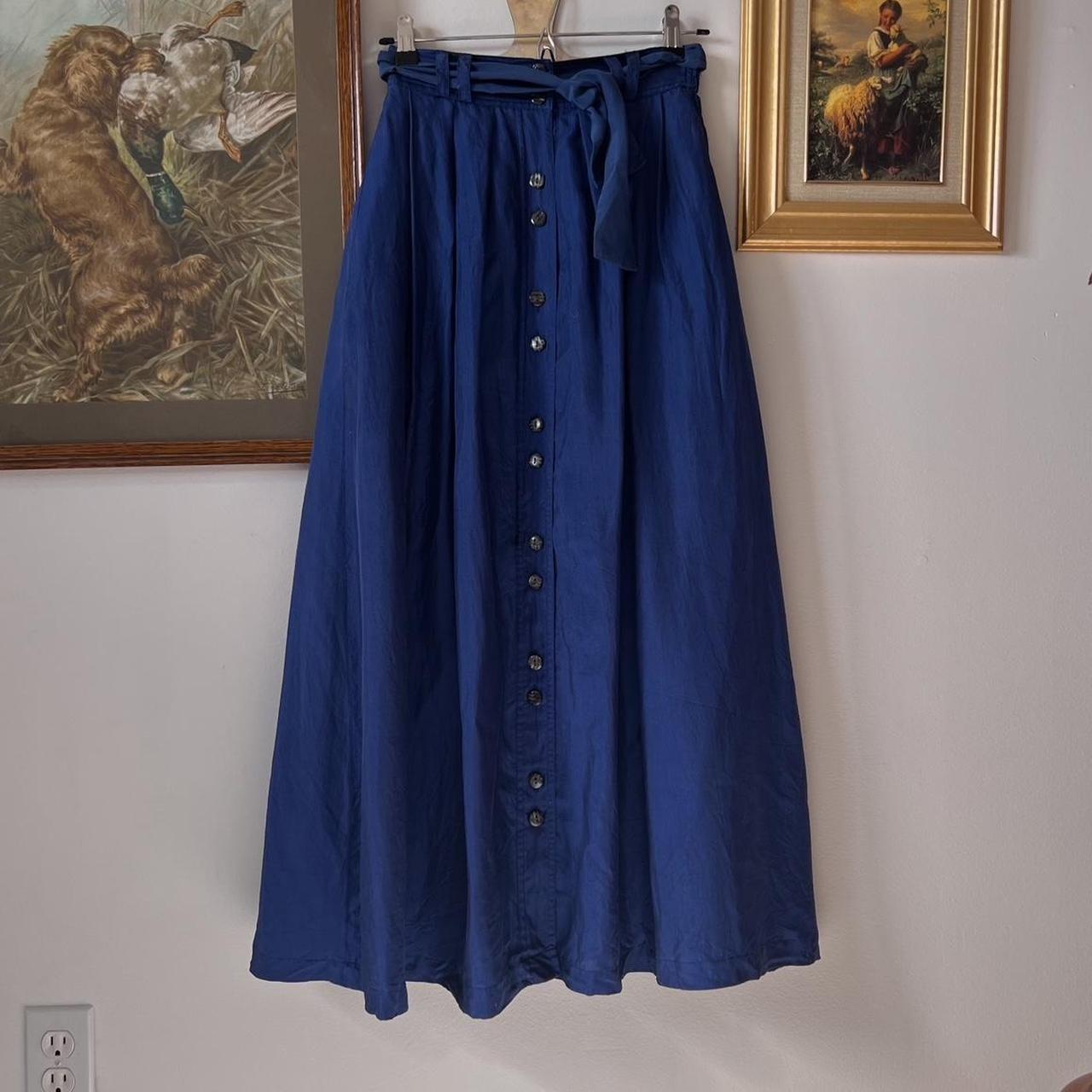 Navy silk maxi skirt (S)