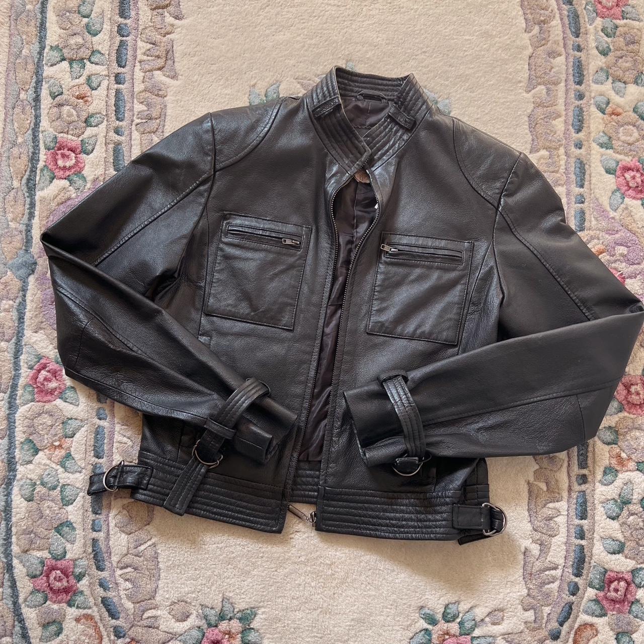 Black leather moto jacket (XS/S)