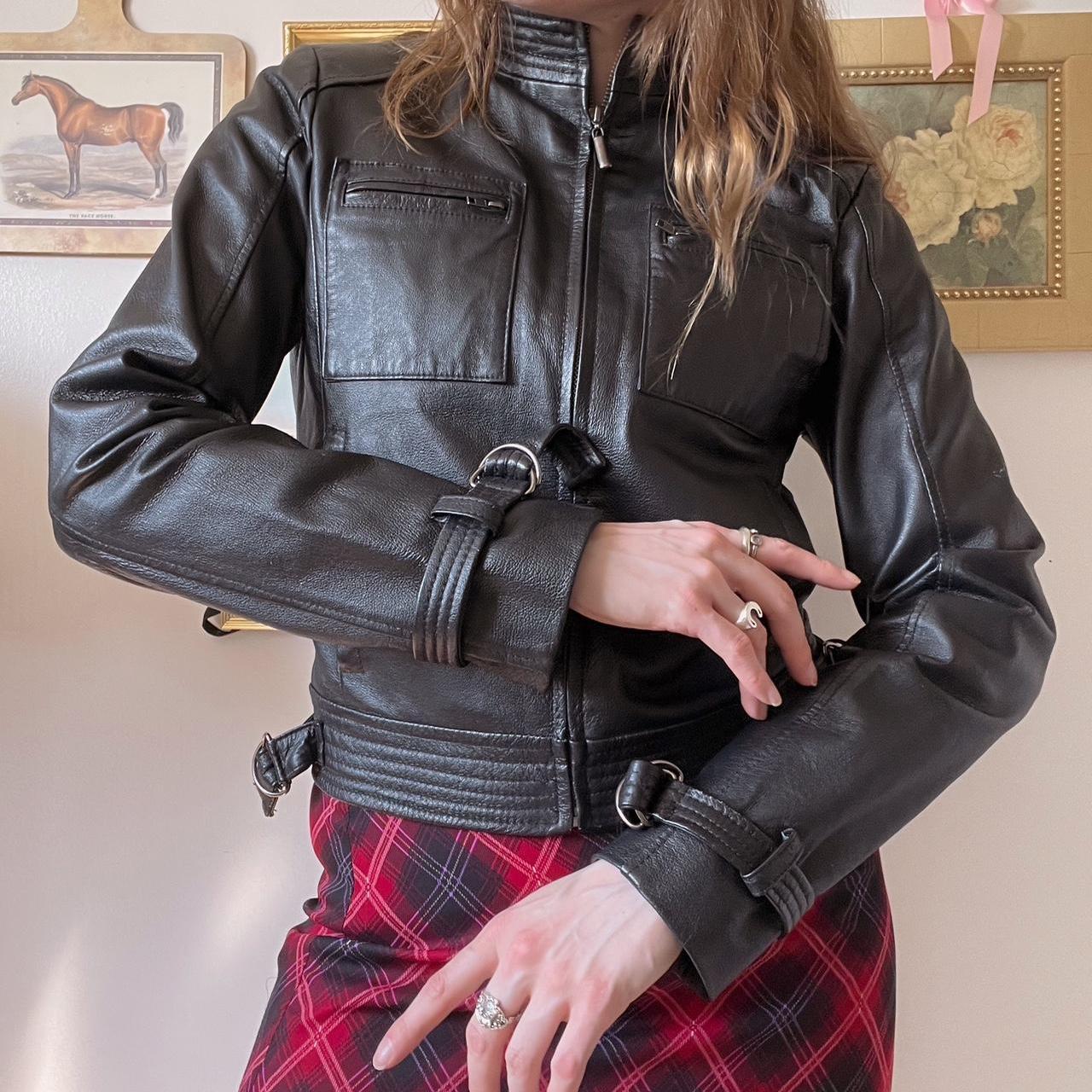 Black leather moto jacket (XS/S)