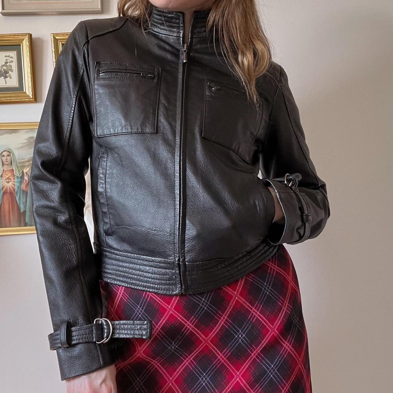 Black leather moto jacket (XS/S)