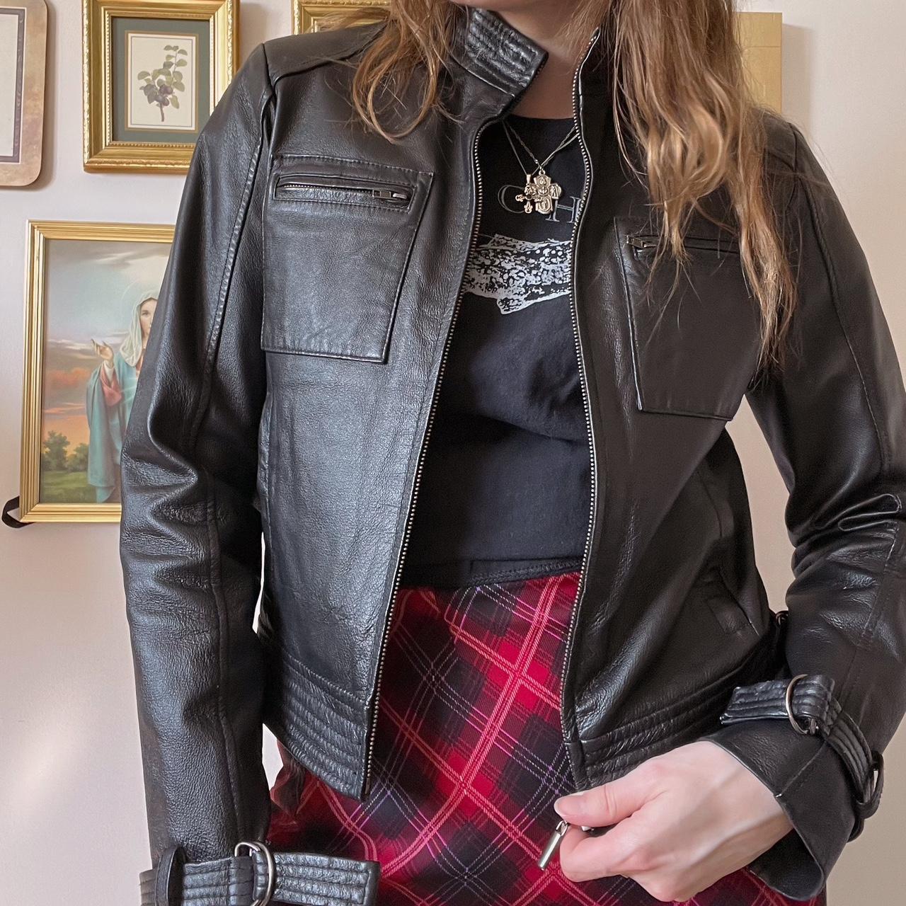 Black leather moto jacket (XS/S)