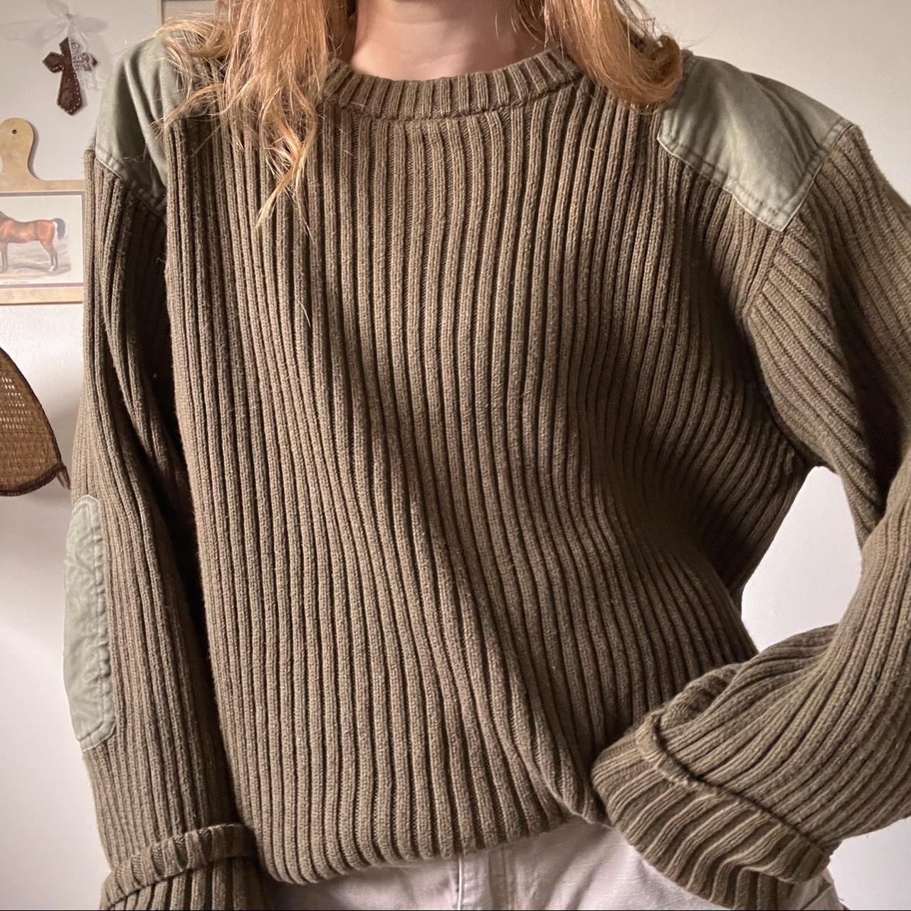 Vintage khaki knit sweater (L)