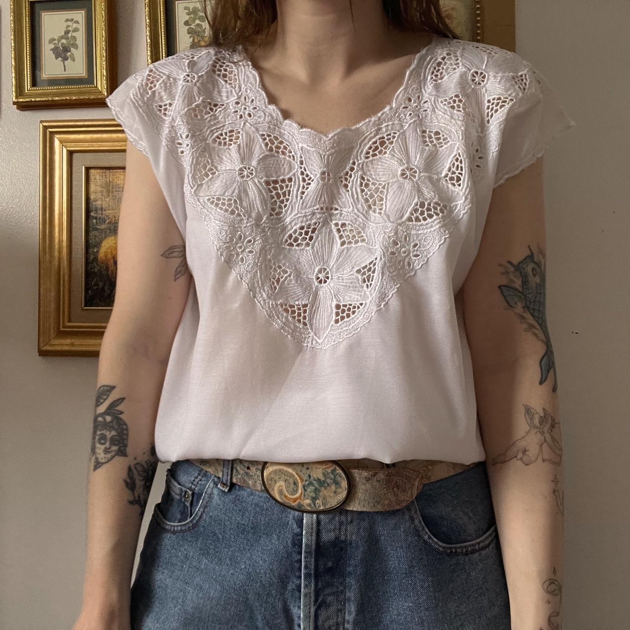 Vintage flora crochet top (L)