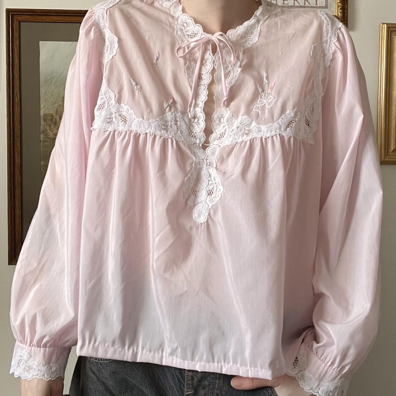 Pink lace cottage blouse (L)