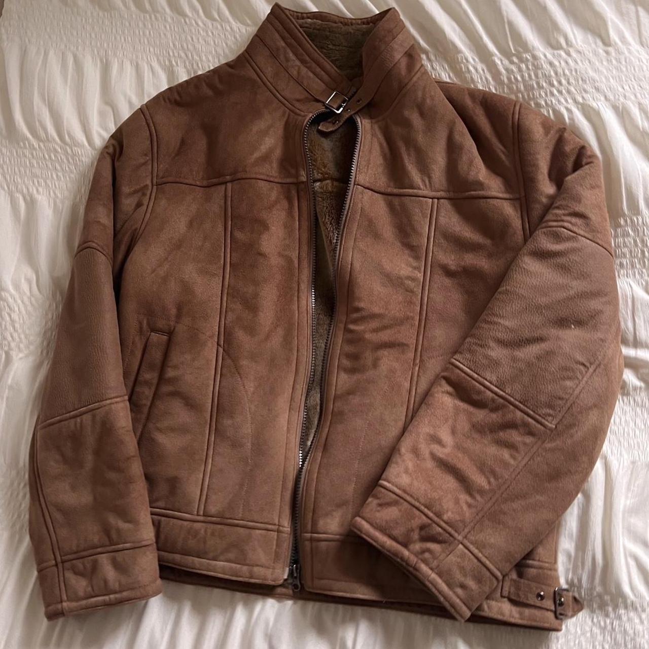 Cozy vintage brown moto jacket (M)