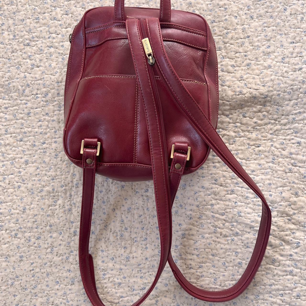 Red leather sling bag