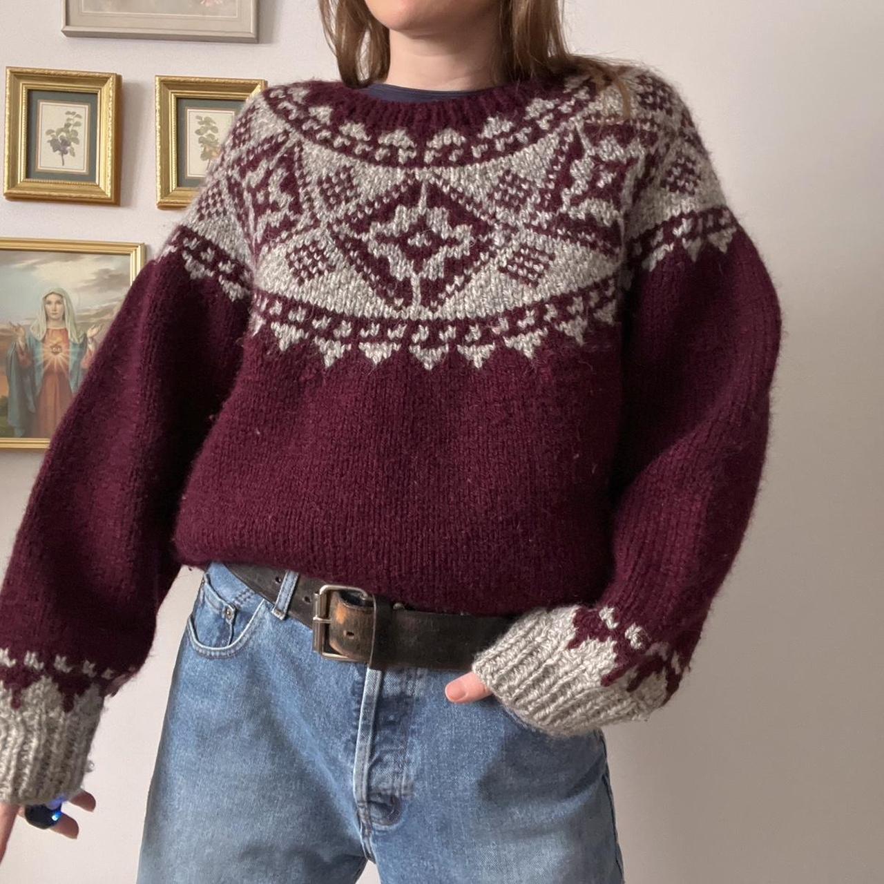 Burgundy chunky knit sweater (XL)