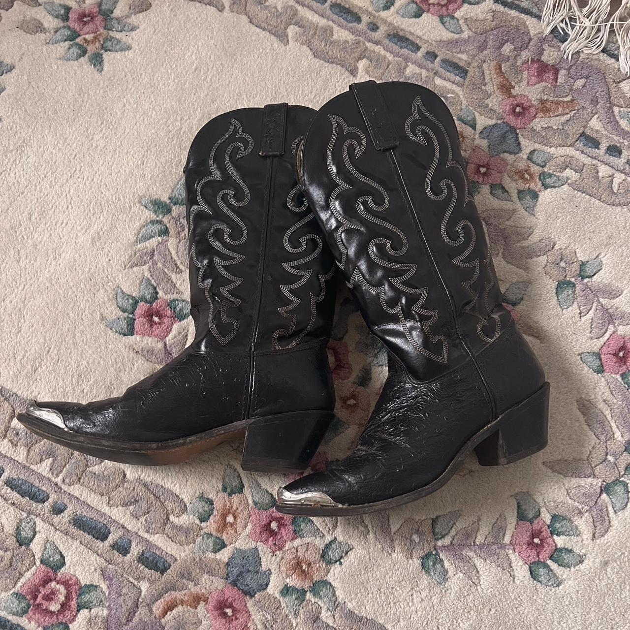 Black leather cowboy boots (8)