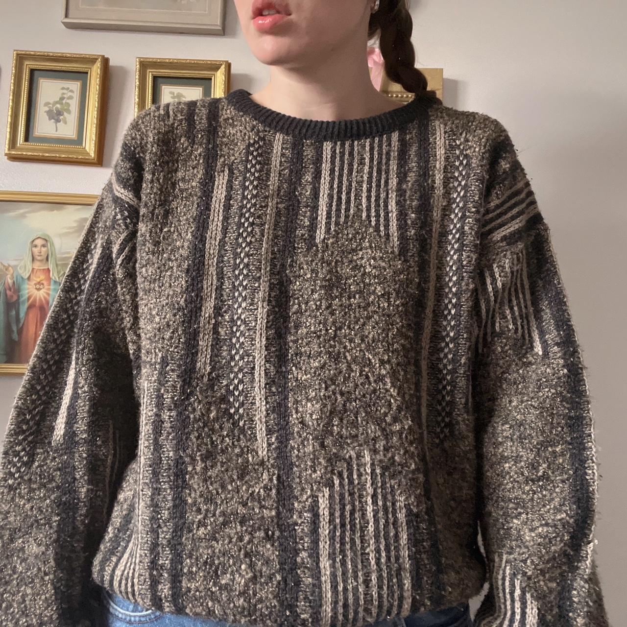 Chunky dark 80's knit sweater (L)