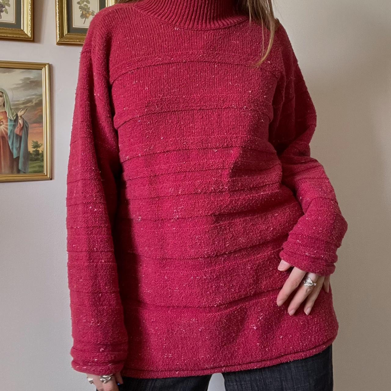 Red speckled knit sweater (L)