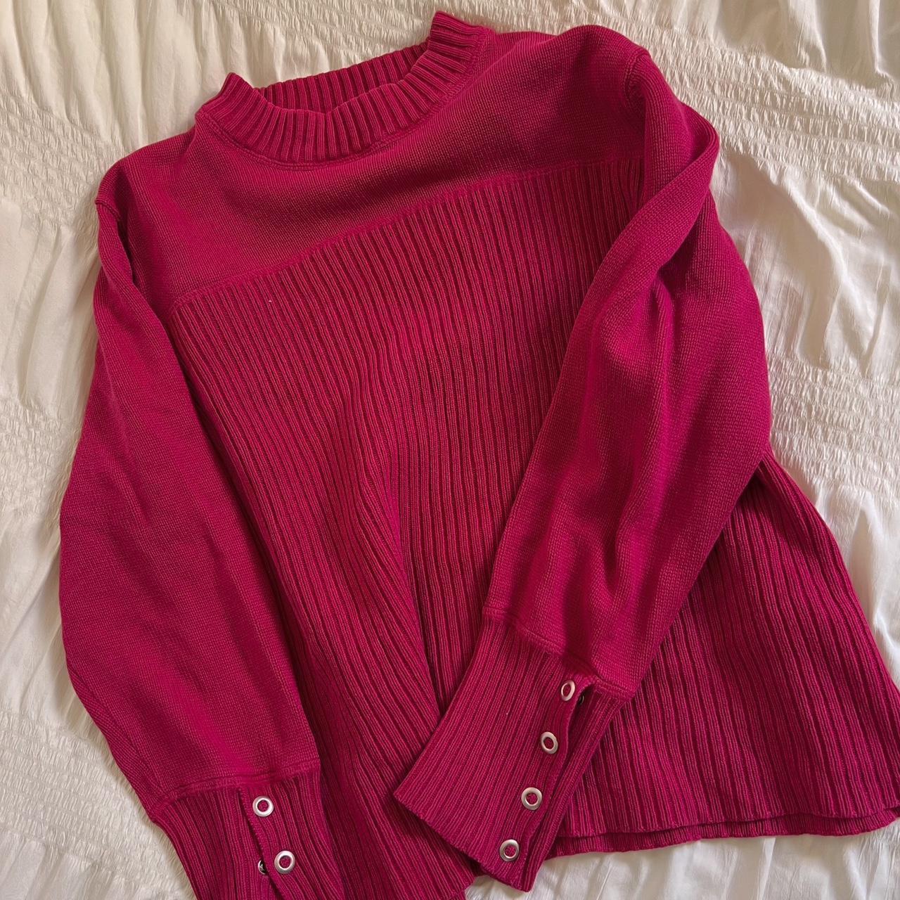 Hot pink ribbed knit sweater (L)