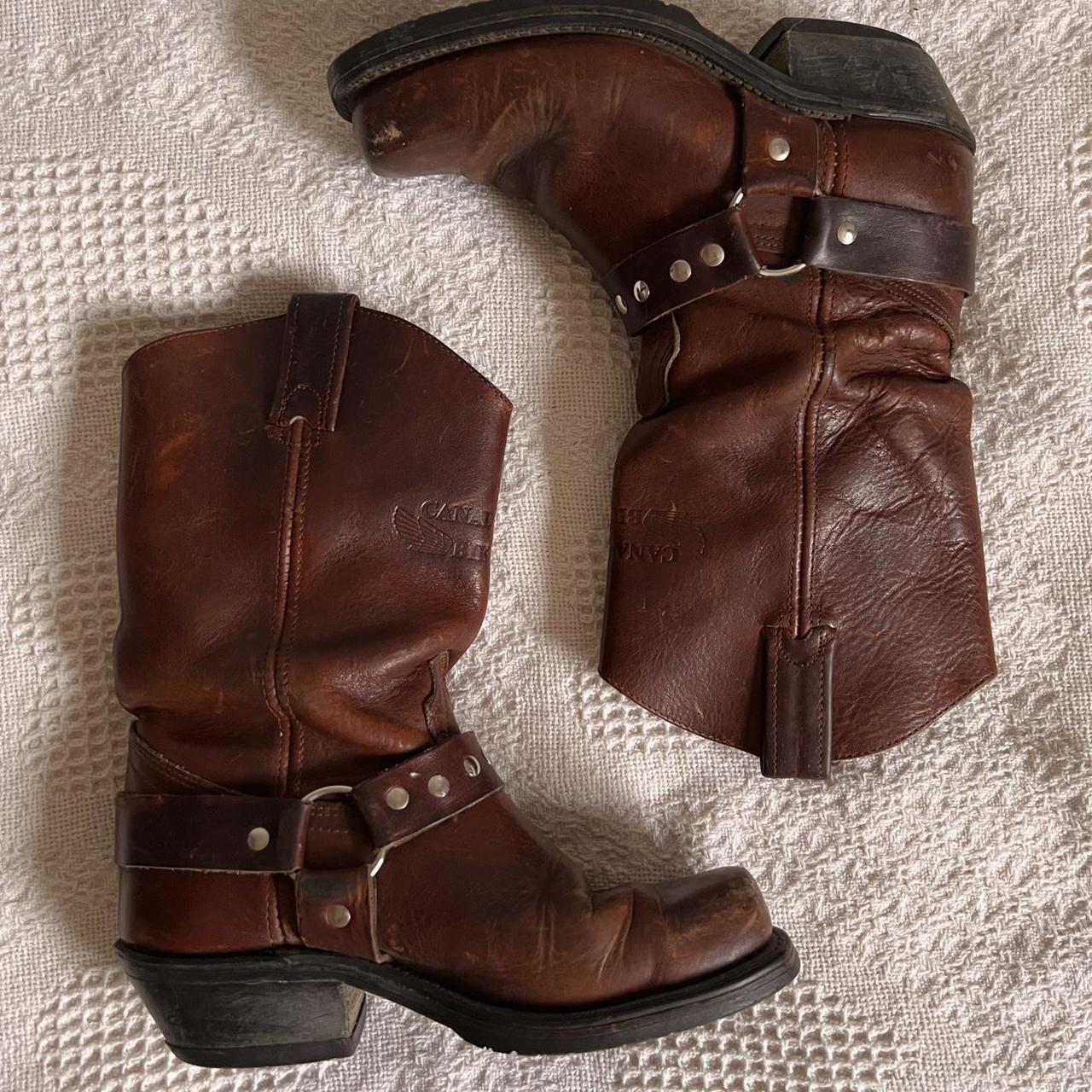 Slouchy brown biker boots (6.5)