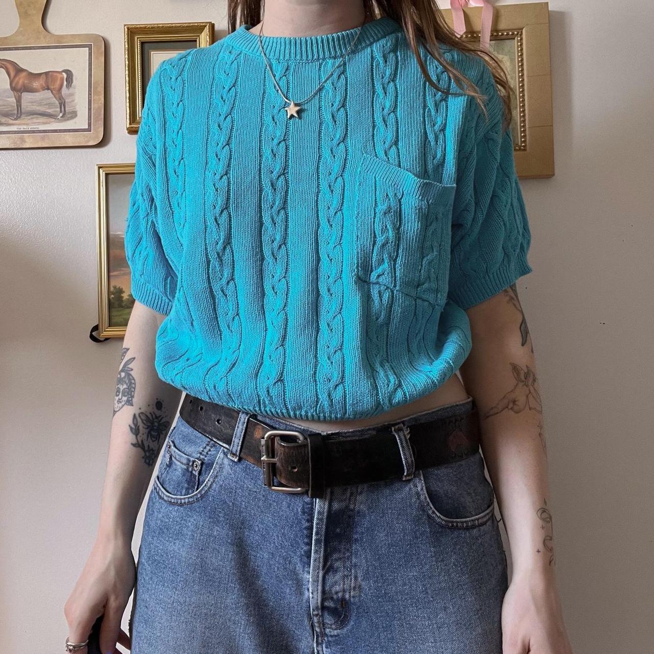 Ocean blue cable knit (M)