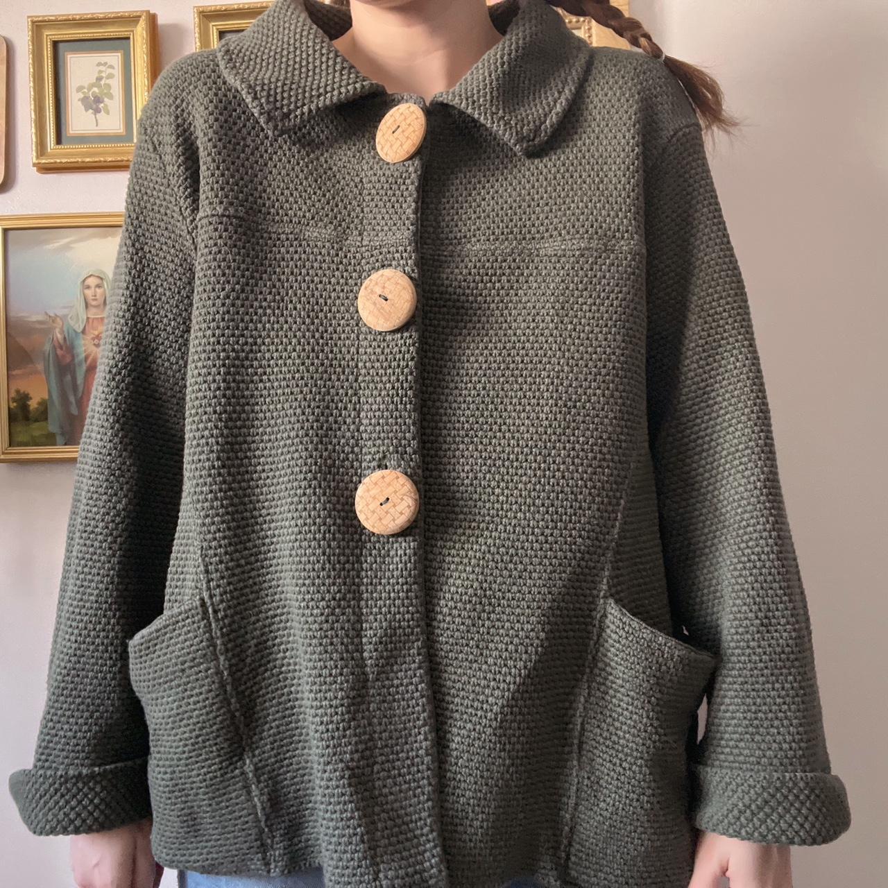 Forest green knit cardigan (XL)