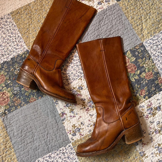 Vintage brown leather campus boots (37)