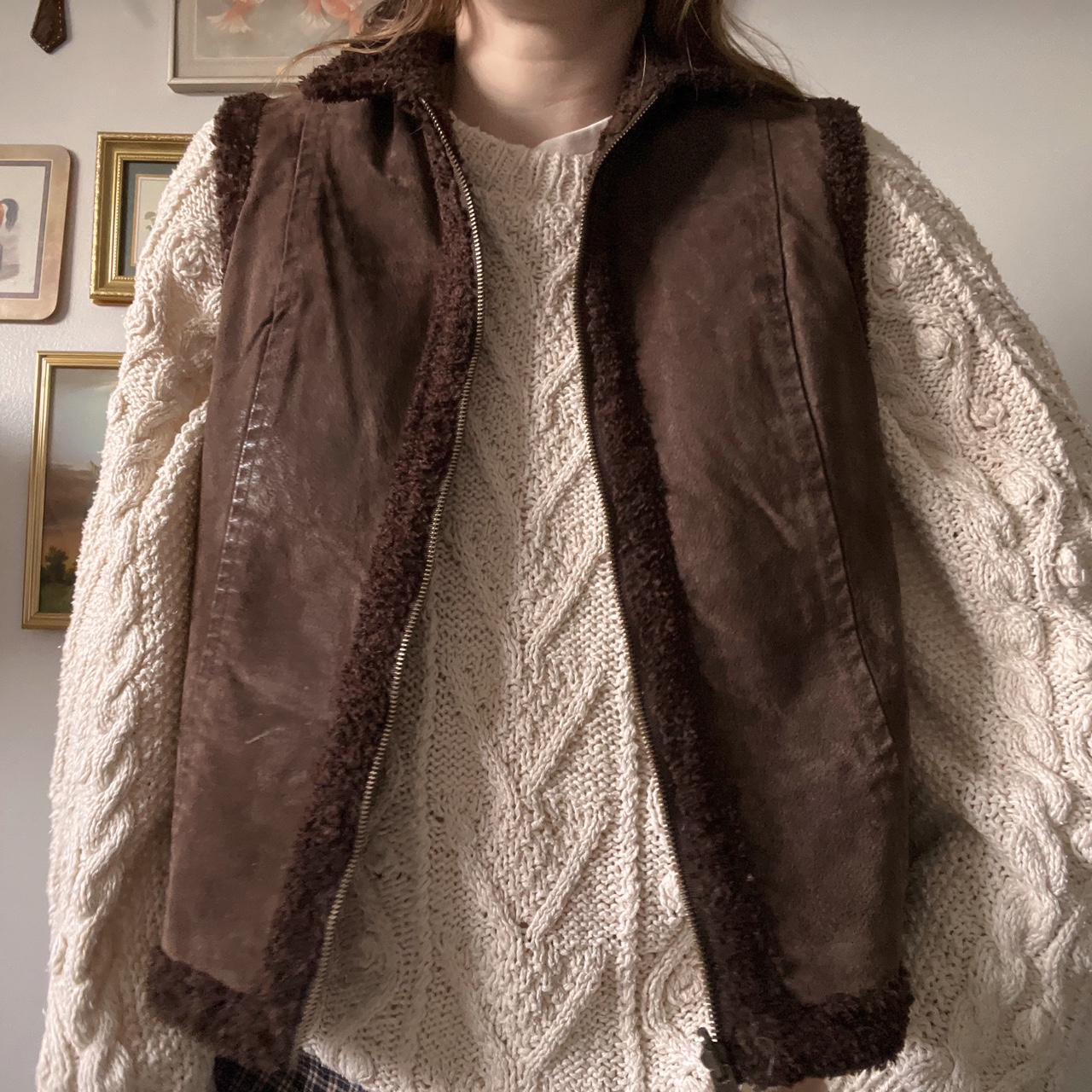 Brown suede reversible vest (M)