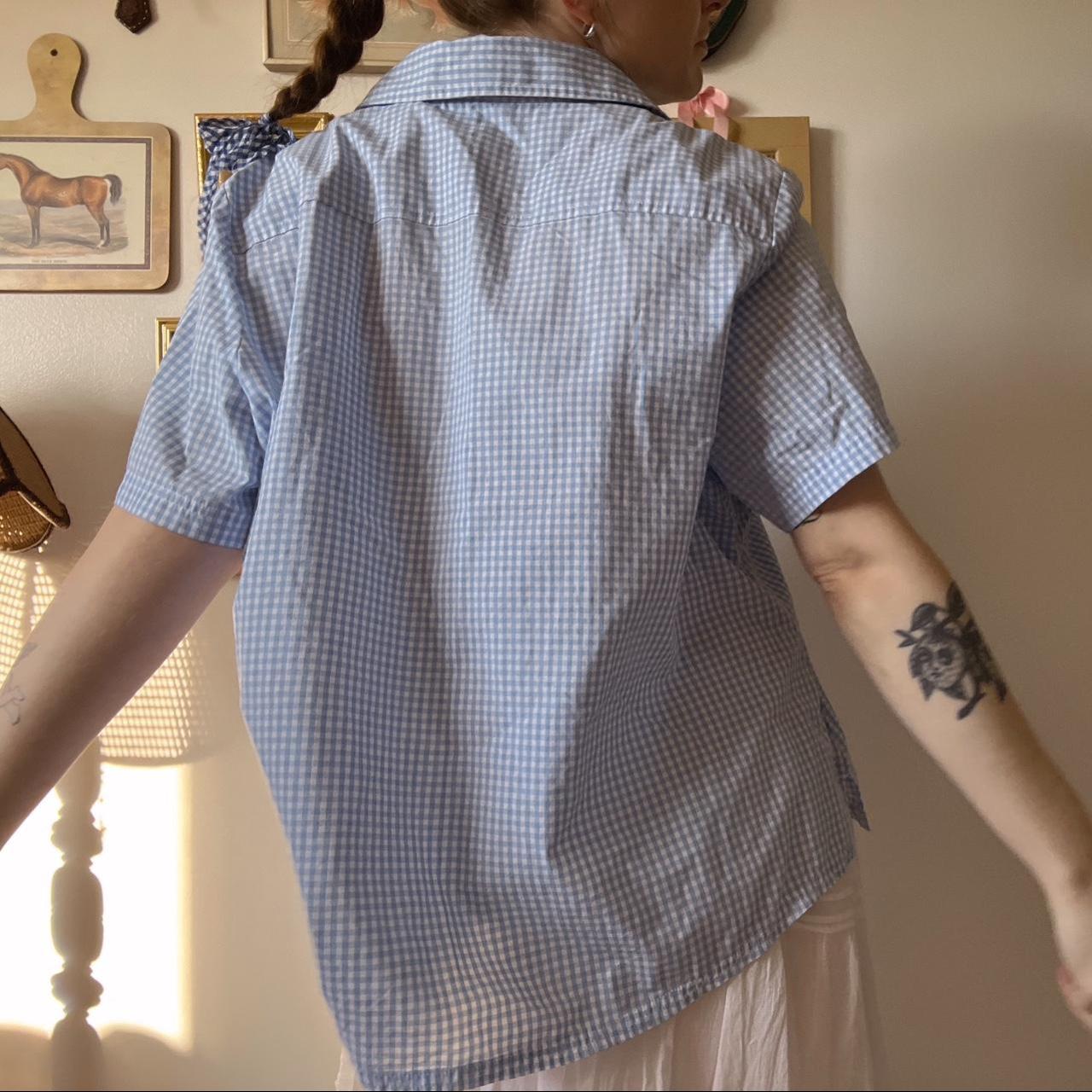 Blue gingham slouchy button up (XL)