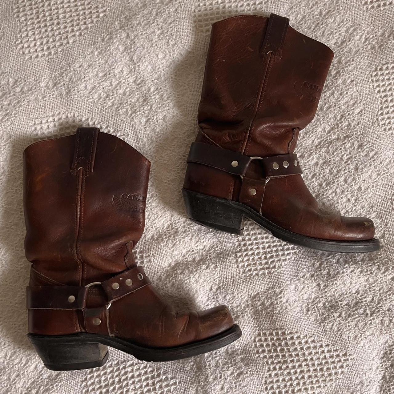 Slouchy brown harness boots (6.5)