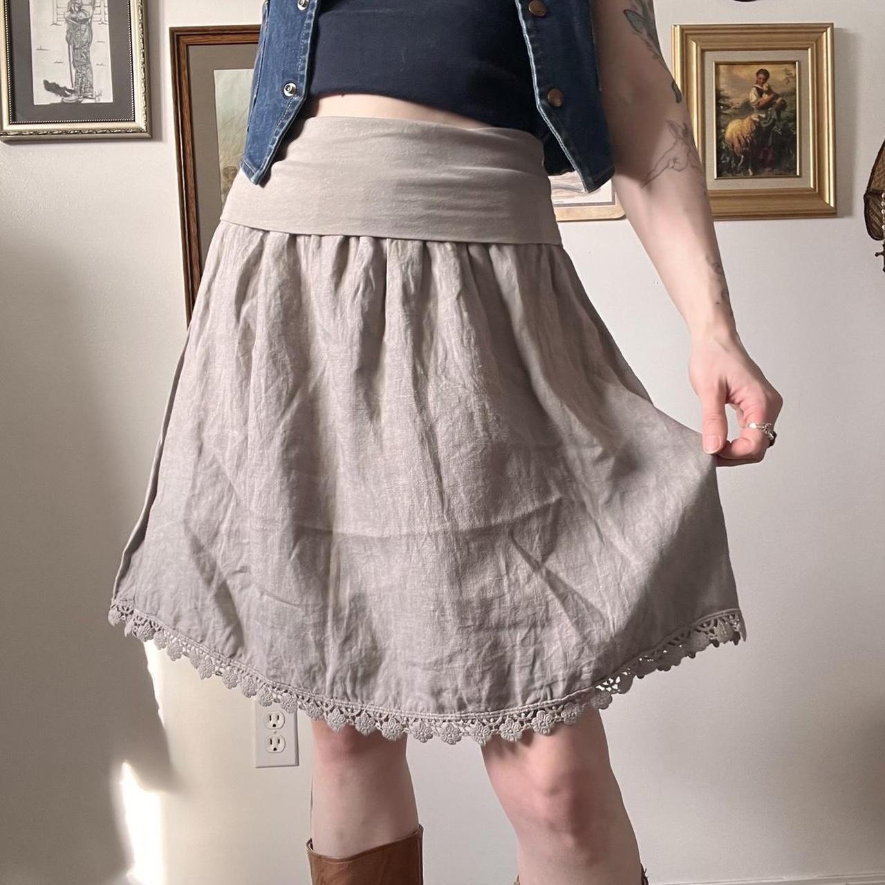 Dove grey linen skirt (S/M)