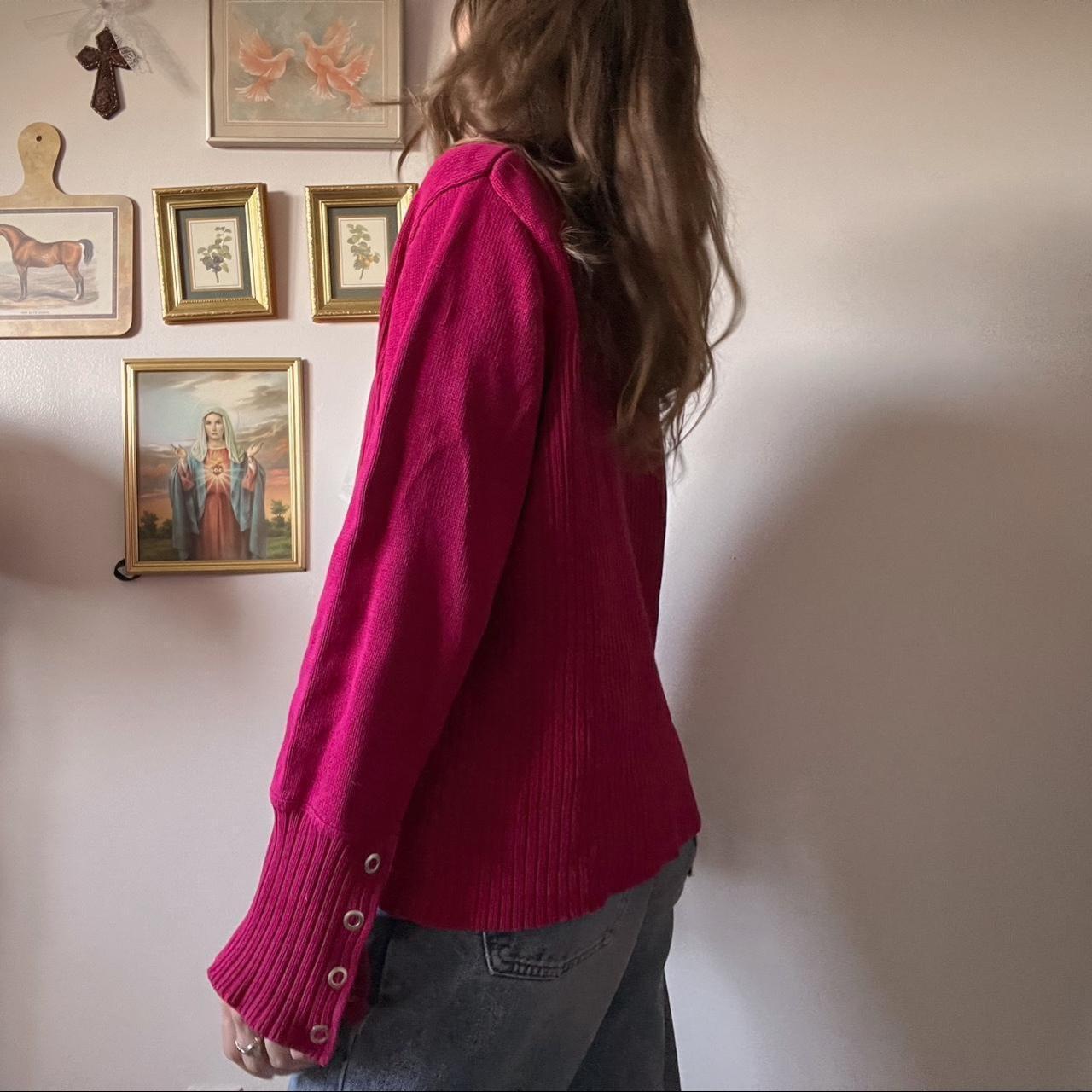 Hot pink ribbed knit sweater (L)