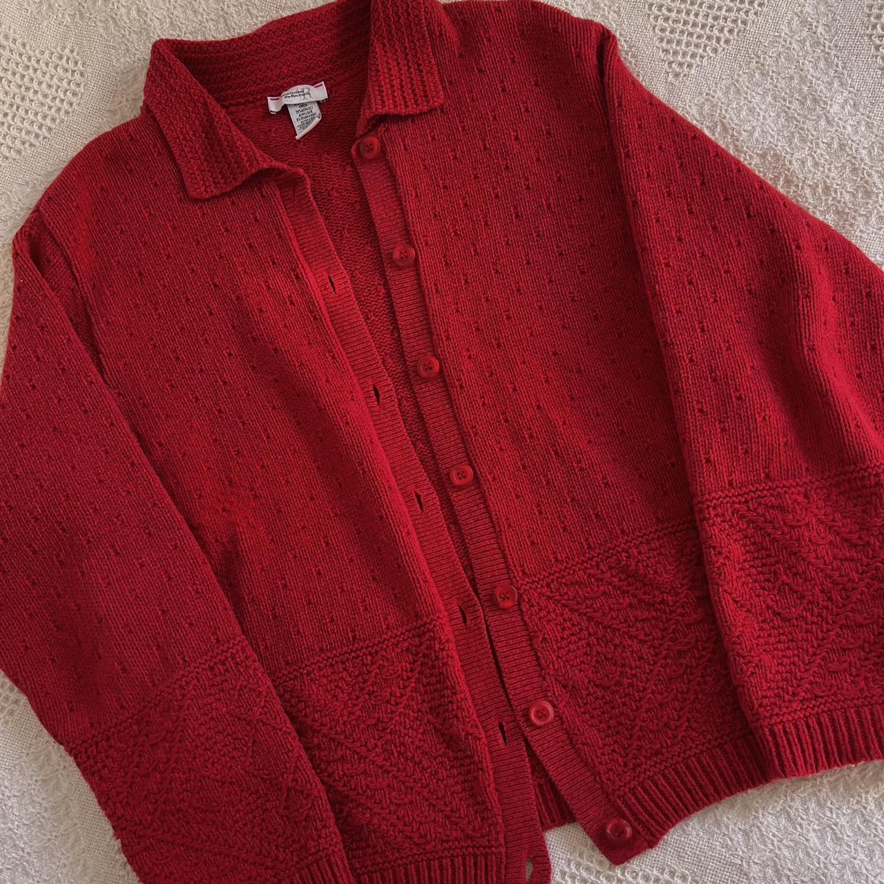 Red slouch knit cardigan (L)