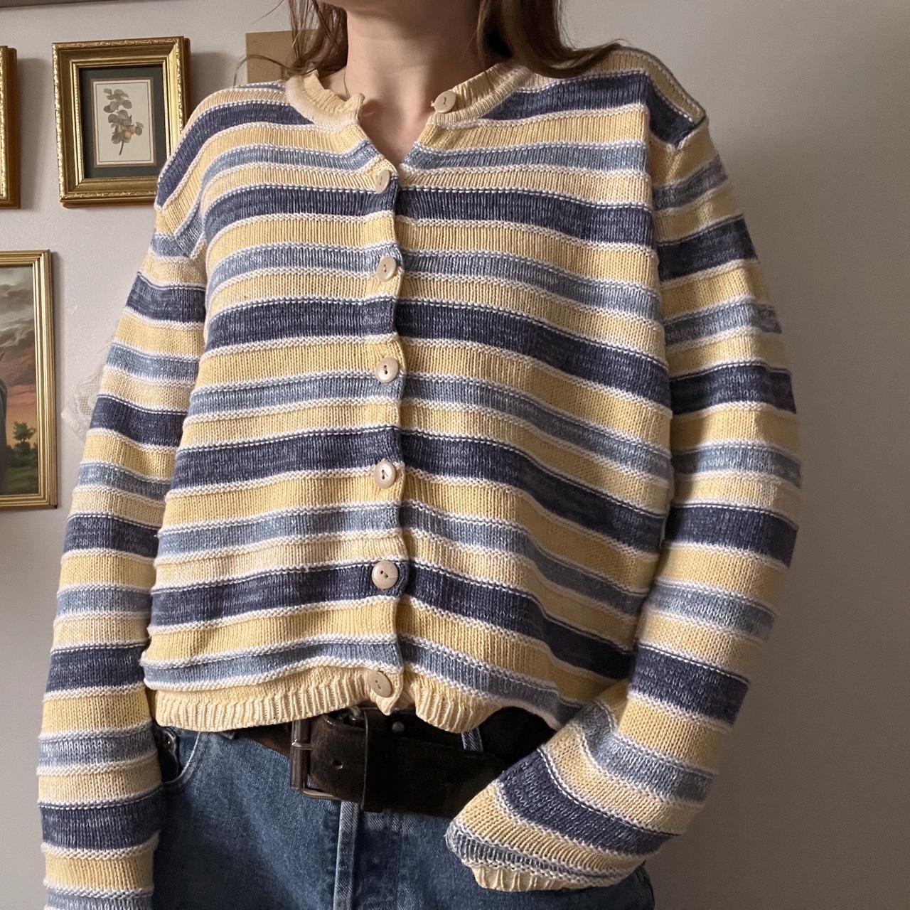 Cozy striped knit cardigan (M)