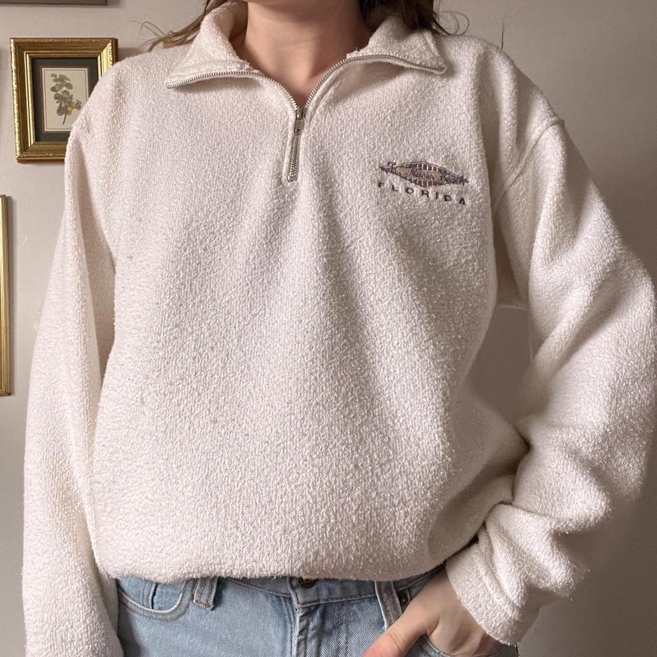 Slouchy white quarter zip (M)