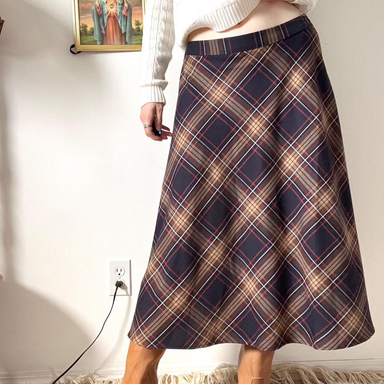 Plaid maxi skirt (L)