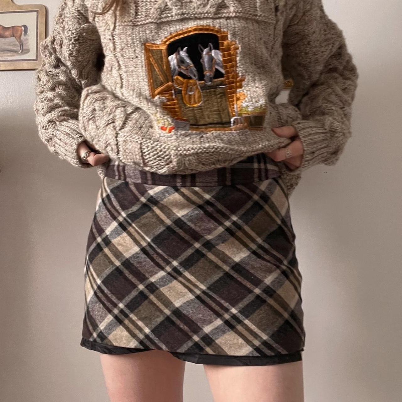 Brown plaid mini skirt (S)