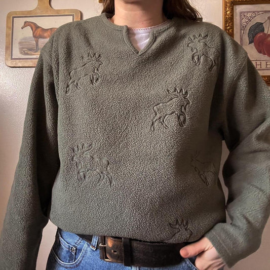 Sage fleece moose sweater (M)