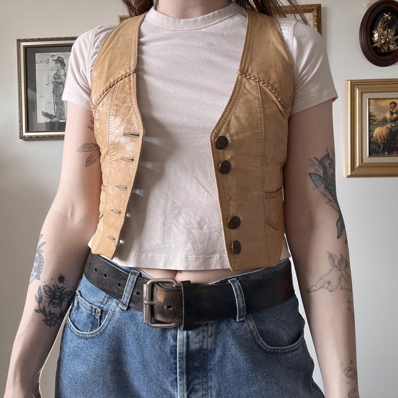 70's leather western vest (XS)