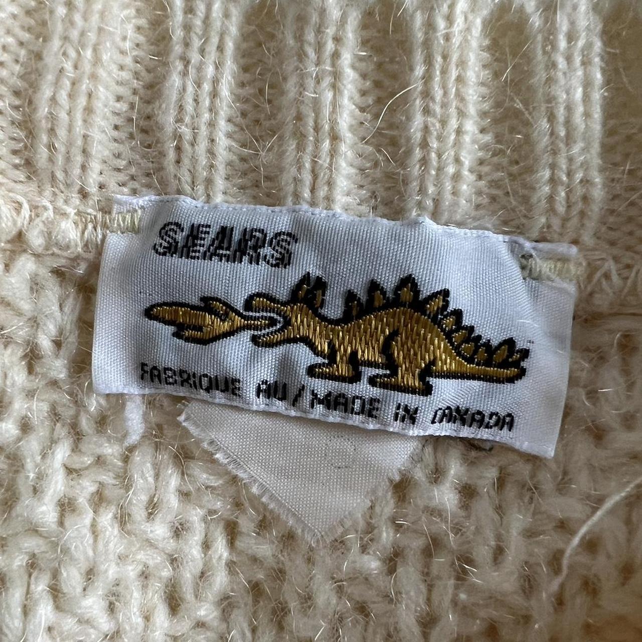 1980's cream cable knit sweater (L)