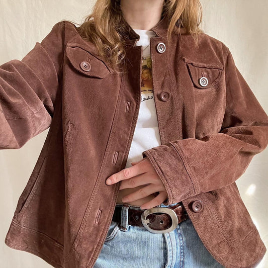 Brown leather jacket (XL)