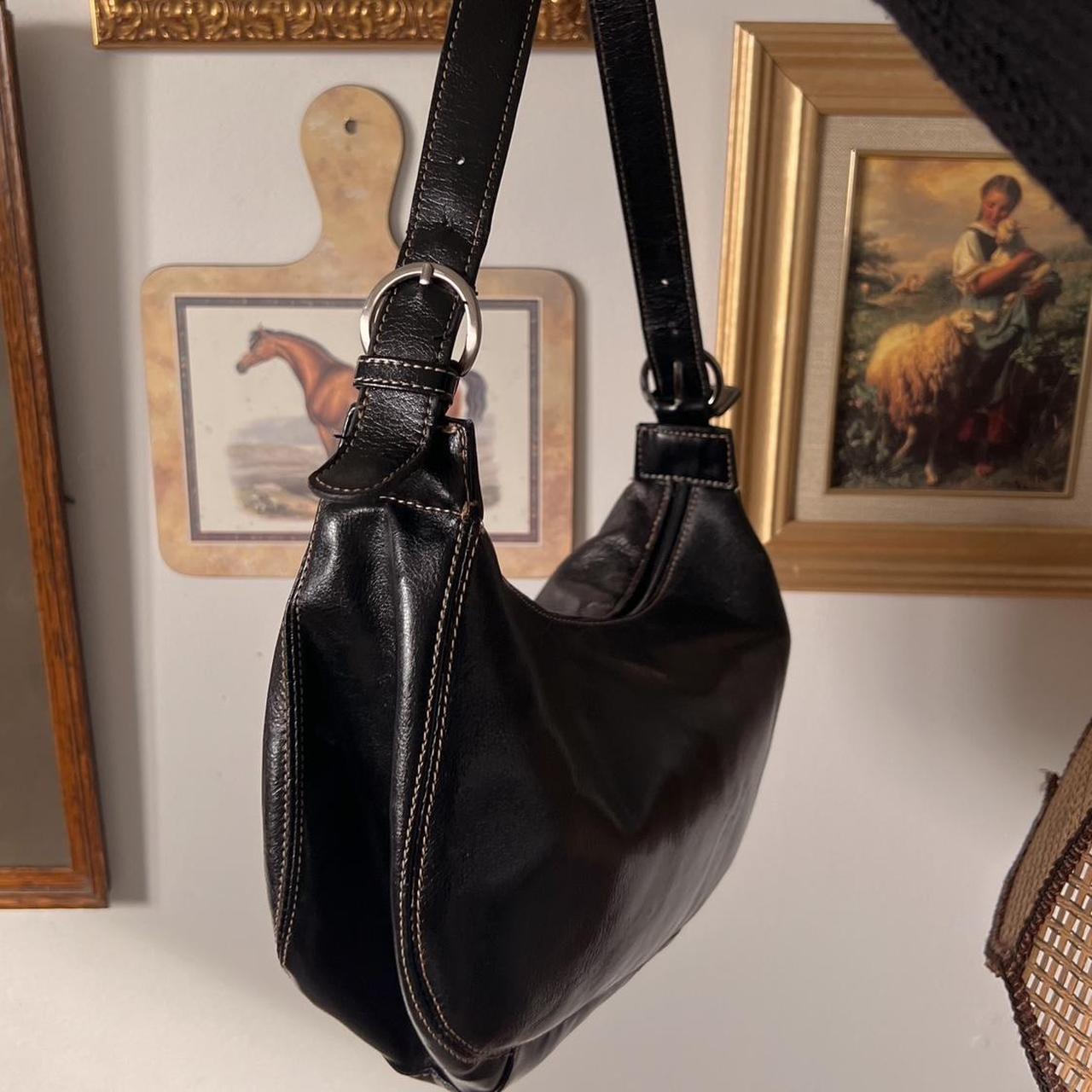 Black leather saddle bag