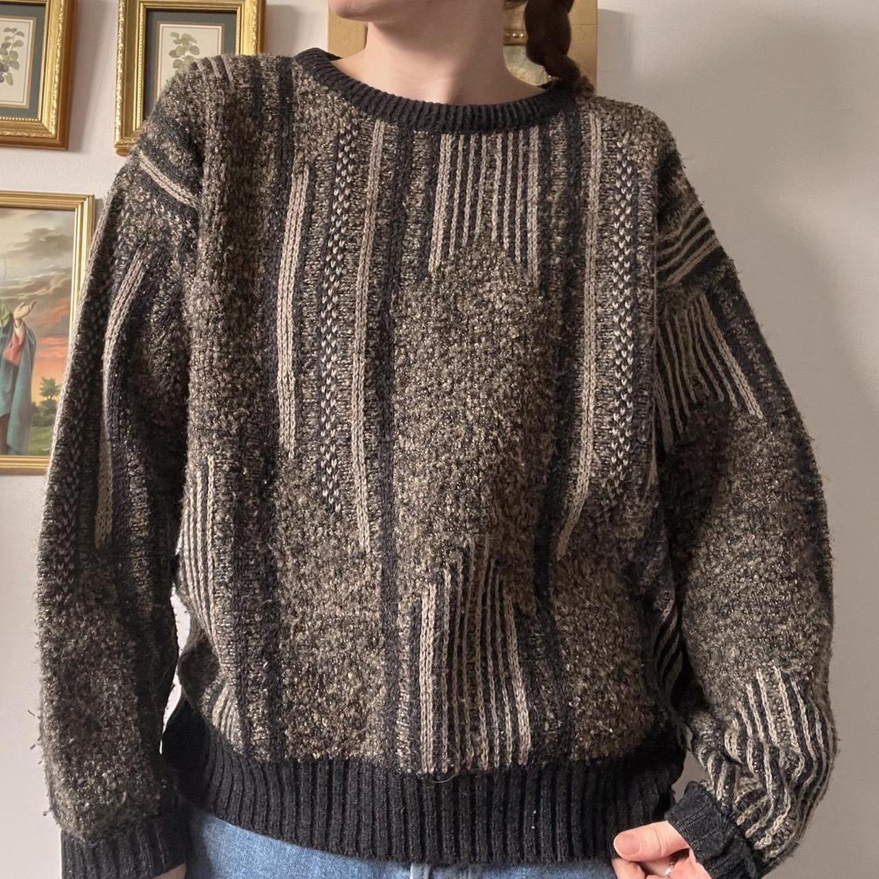 Chunky dark 80's knit sweater (L)