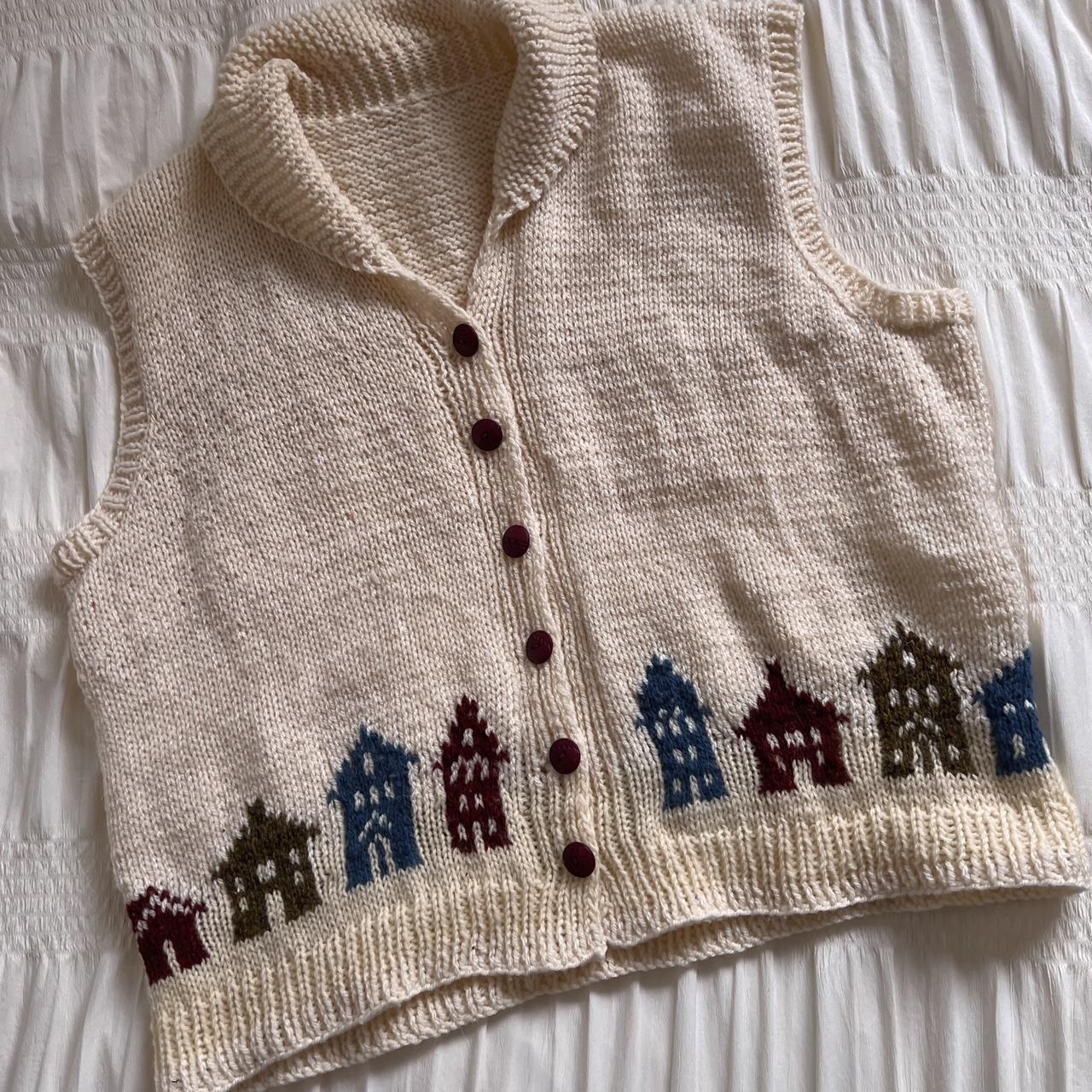 Cream cottage knit vest (L)