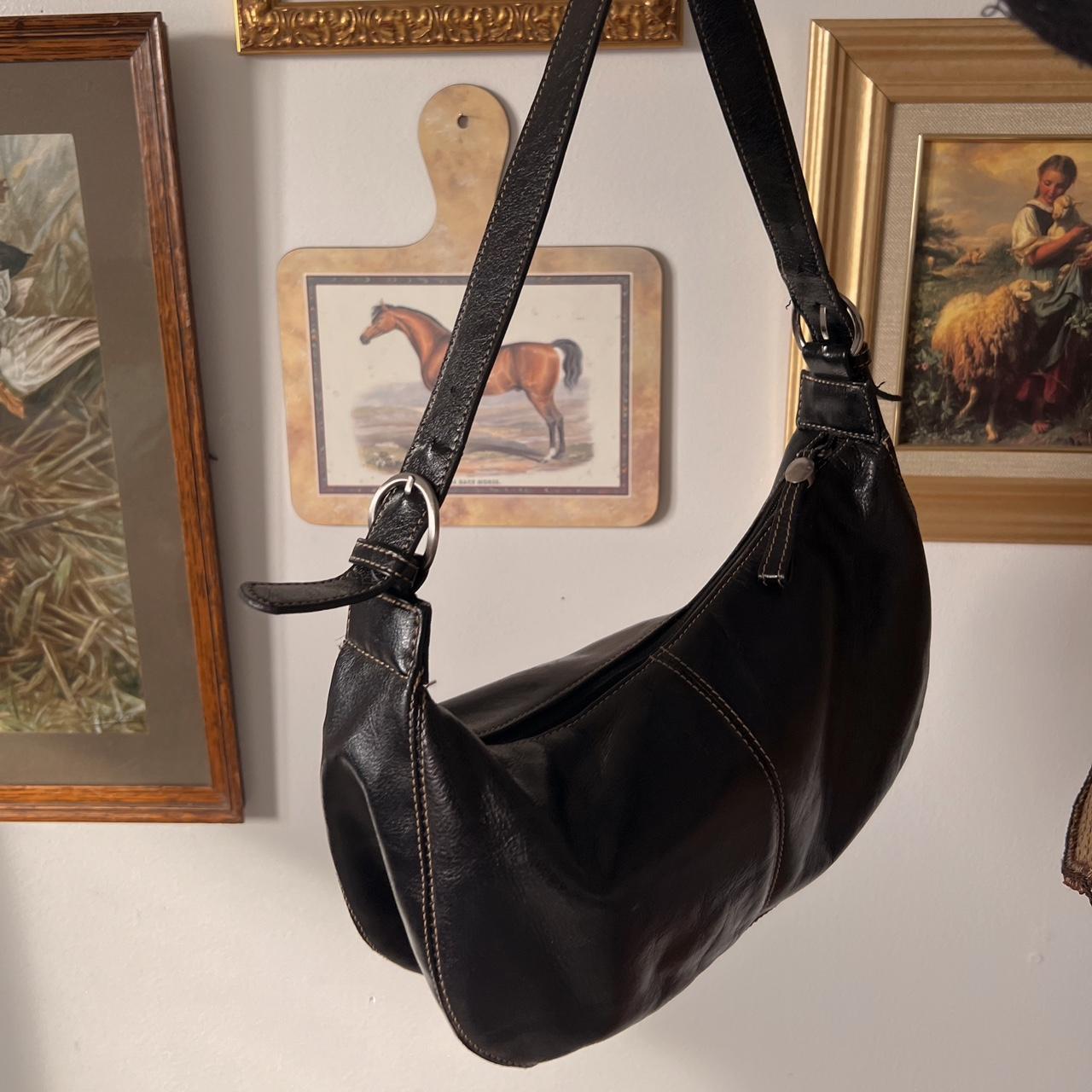 Black leather saddle bag